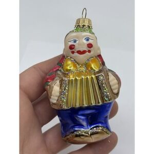 Vtg Clown Ornament With Accordian Christmas